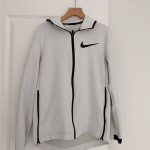 Nike women’s white w/black accents full zip hooded athletic sweater size large